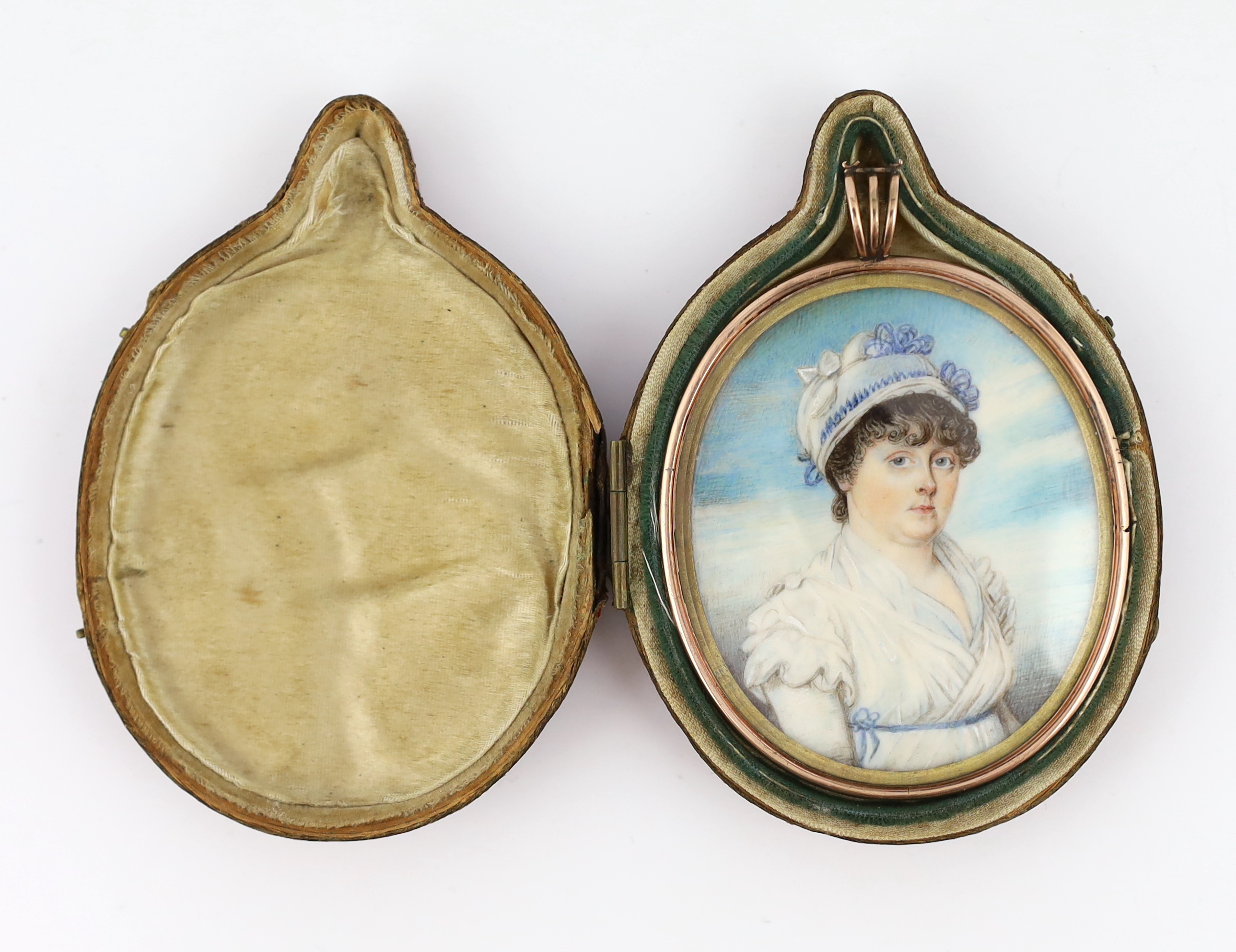 Continental School circa 1830, Portrait miniature of a lady, watercolour on ivory, 6 x 5cm. CITES Submission reference 8MBWZEEH